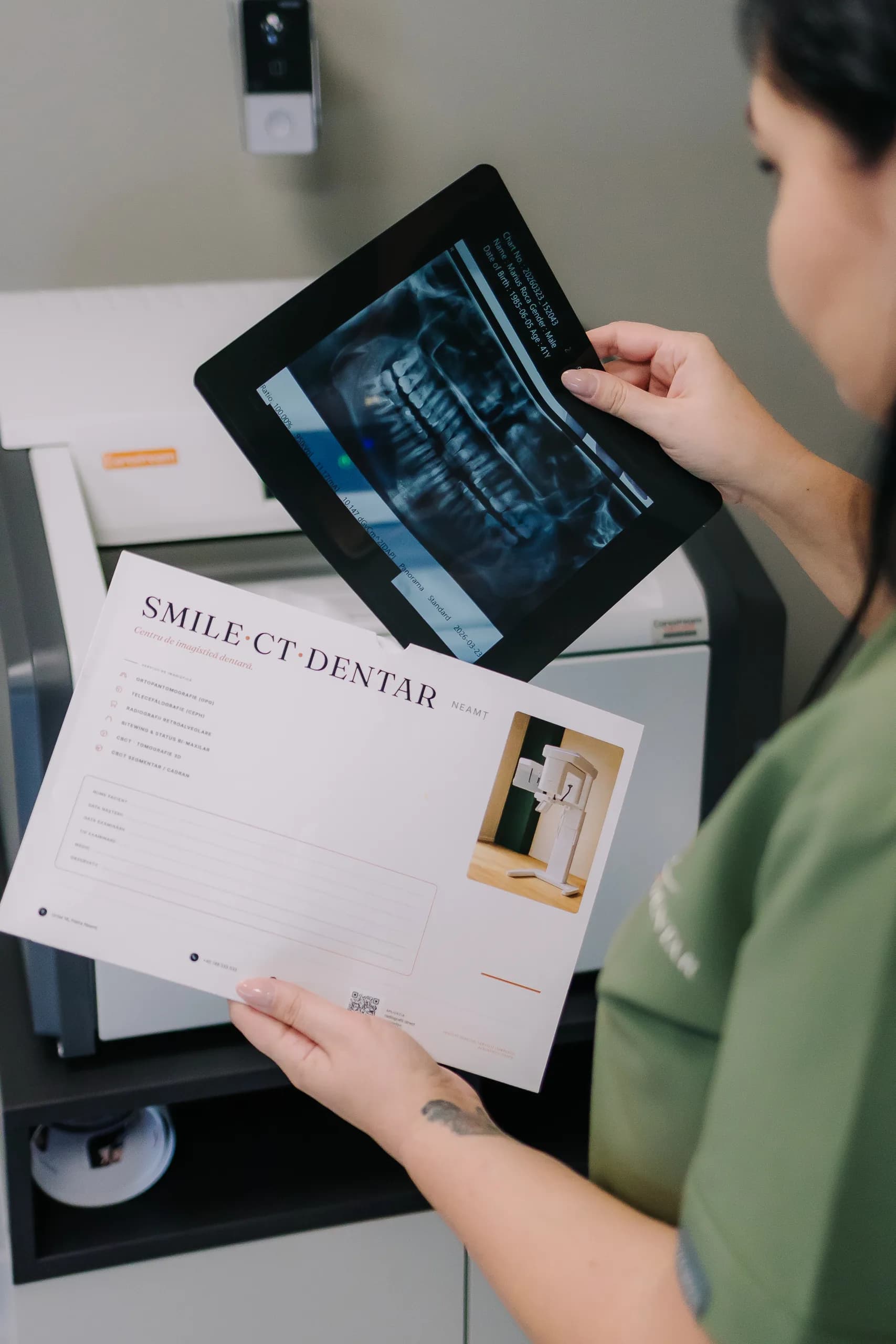 Filmul radiologic și fișa tipărită a investigației